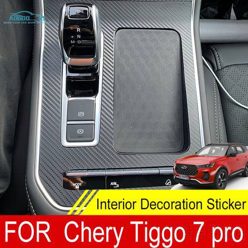 For Chery Tiggo 7 Pro 2022 Car Console Gearbox Panel Sticker Strips Carbon Fiber Film Garnish Interior Decoration Accessories