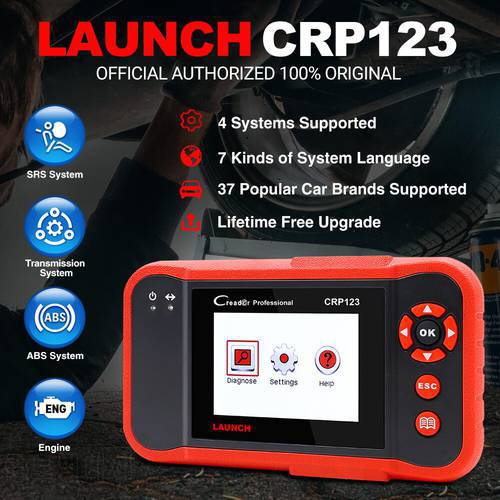 2023 Top Sale Launch X431 CRP123 obd2 tools Online Creader CRP123 ABS SRS Transmission Engine Code Scanner Free Shipping