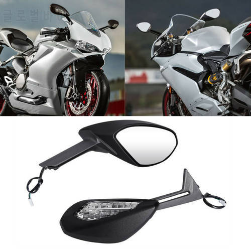 Motorcycle Black Mirrors Set With Turn Signals For Ducati 1299 Panigale S 2015-2018 959 Panigale 2015-2020