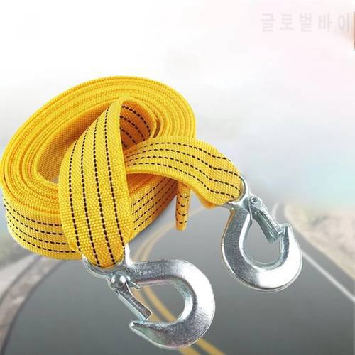 3Ton 3m Powerful Car Towing Rope Auto Tow Cable Strap Bind Pull Rope with Hooks Towing Ropes Suitable for Car Motorcycle Vehicle
