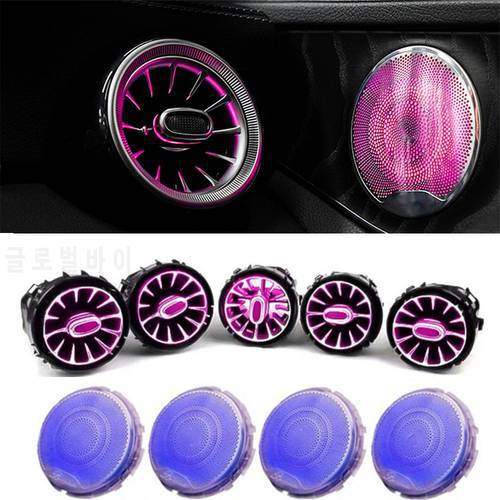 LED Car Air Vent Outlet Turbine Nozzle Atmosphere Lamp Door Speaker Cover Ambient Lamp For Mercedes-Benz C/GLC X253 W205 15-21