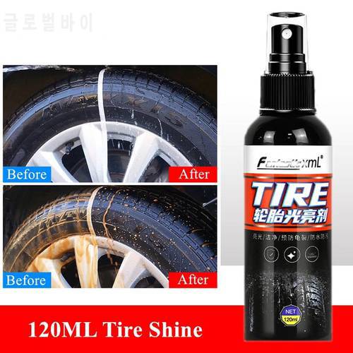120ML New Tire Shine Tyre Gloss Spray Tire Glazing Keep Tire Black Rubber Protective Auto Tires Coating Car Tyre Wax Tire Polish