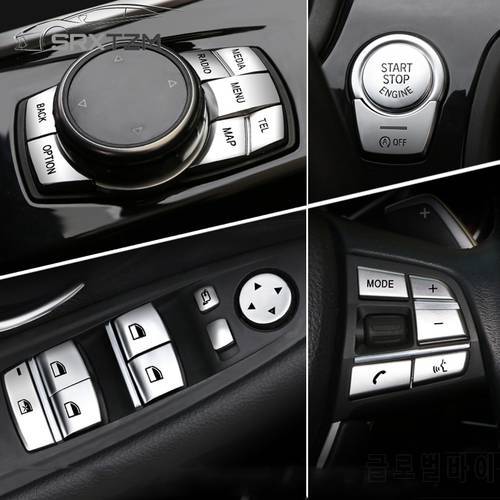 Chrome ABS Car Interior Buttons Sequins Decoration Cover Trim Decals For BMW F10 F07 F06 F12 F13 F01 F02 F20 F30 F32