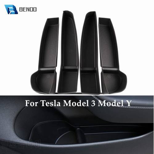 For Tesla Model 3/Y Door Side Storage Box Front Back Door Handle Armrest Tray Organizer for 2016-2021 Model 3 Model Y Accessory