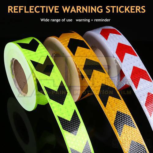 5cm*300cm Arrow Reflective Tape Traffic Safety Warning Reflective Adhesive Tape Sticker For Truck Motorcycle Bicycle Car Styling
