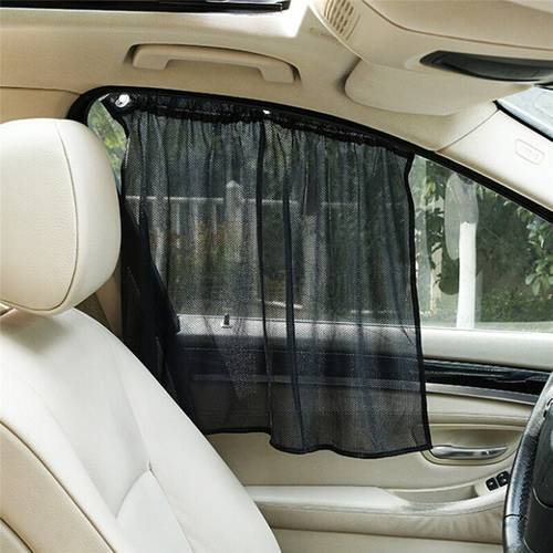 2Pcs Car Interior Side Car Window Sunshade Curtain Universal Mesh Cloth UV Protection With Suction Cups Breathable 52 X 80cm