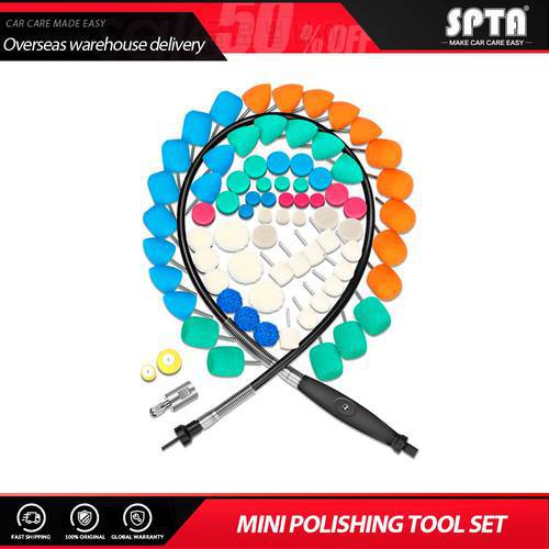 SPTA Mini Polishing Sponge Flexible Car Detailing Extention Tools M14 Thread Kit for Auto Rotary Polisher Machine Drill