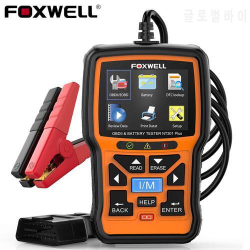 FOXWELL NT301 Plus OBD2 Automotive Scanner Tool 12V Battery Tester OBDII EOBD Live Data Code Reader Car Diagnostic Scan Tool