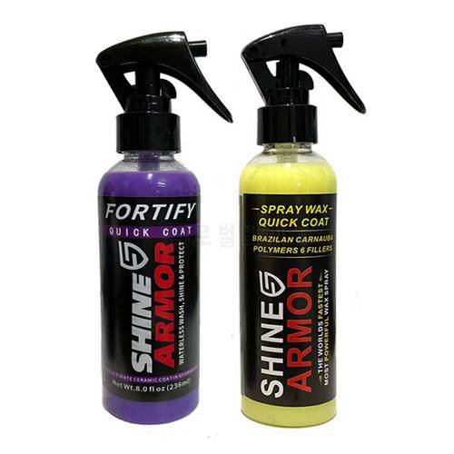 SHINE ARMOR Fortify Quick Ceramic Coat - Carnauba Car Wax Polish Spray - Waterless Car Wash & Wax - Hydrophobic Top Coat Polish