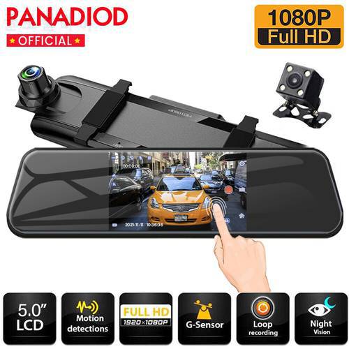New 5 Inch Car Rearview Mirror Touch Screen For Auto Recorder 1080P FHD Night Vision Car DVR Mirror Dash Camera Dual Lens