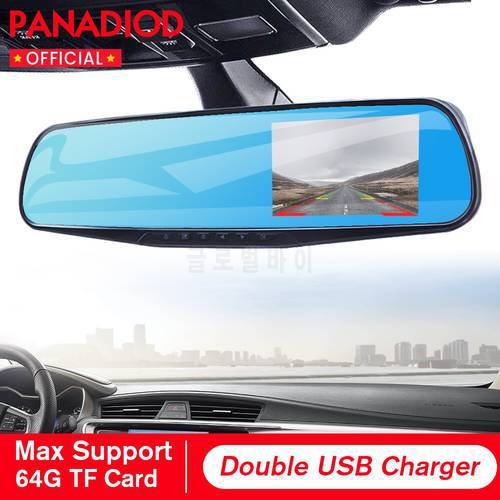 1080P FHD 4.3 Inch Dashcam Car DVR Double USB Charger Rearview Mirror Dual Lens For Auto Nigh Vision Recorder Dash Camera