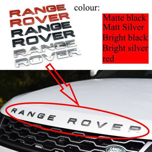 Glossy Black Matte Silver Steel Grey Chrome ABS Emblem Car Styling Hood Trunk Letters Logo Badge Sticker for LAND RANGE ROVER