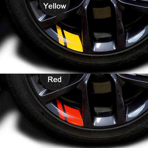 6Pcs Car Sticker Reflective Car Wheel Rim Vinyl Warning Stickers Hash Mark Stripe Racing Wheel Hub Decals for Size 16