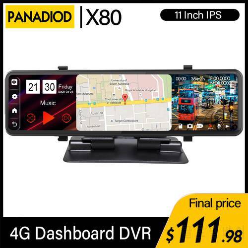 11 Inch Car DVR 4G Triple Screen Dash Cam Android 8.1 Dash Camera 2GB+32GB GPS Navigation Rearview Mirror For Auto Recorder WiFi