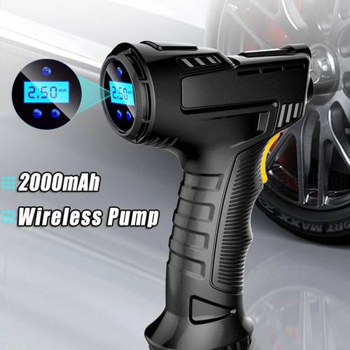 For Car Pump Tire Air Compressors 12V Wireless Air Pump Portable 2000mah Battery High Pressure Electric Inflatable Tyre Injector