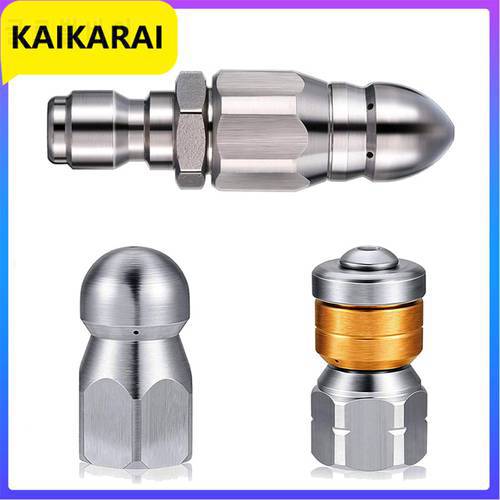 Washer nozzle 1/4inch Stainless Steel Pressure Washer Drain Sewer Cleaning Pipe Jetter Spray Quick Plug Drain Hose Nozzle Tools