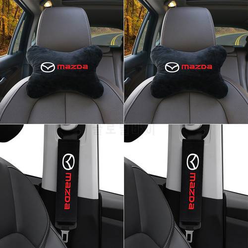 4pcs Auto Interior Accessories for Mazdas 5 6 323 626 RX8 7 MS Car Seat Belt Shoulder Cushion Pad Protection neck Support Pillow