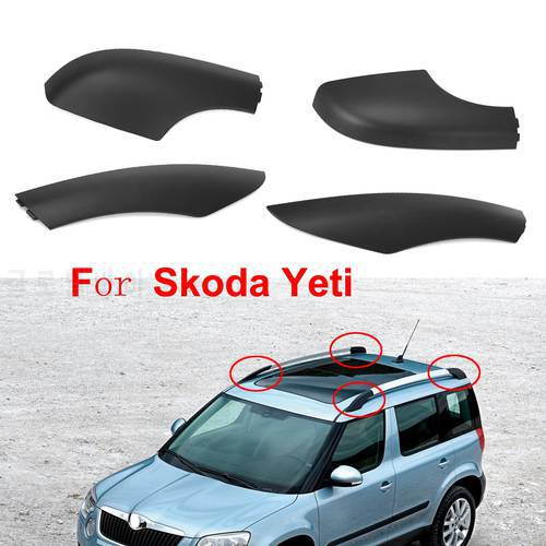 For Skoda Yeti SUV Front Rear Roof Rack Rail End Bar Cover Cap Shell Protection Black