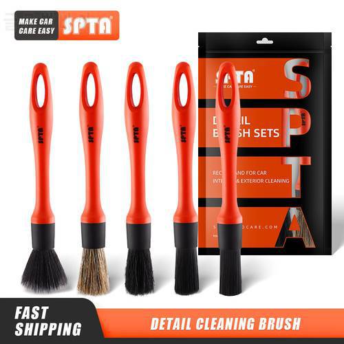 (Single Sale) SPTA Car Detailing Brush Boar Hair Brushes Set for Air Vents, Engine Bays, Dashboard & Wheels Cleaning
