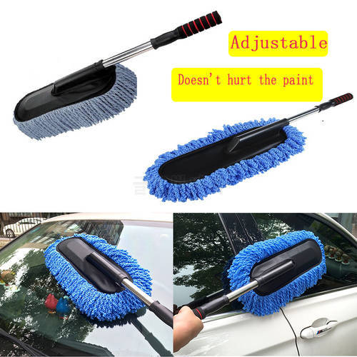 Multifunctional retractable microfiber brush, car waxing soft bristles dust removal car washing brush for cleaning car dust