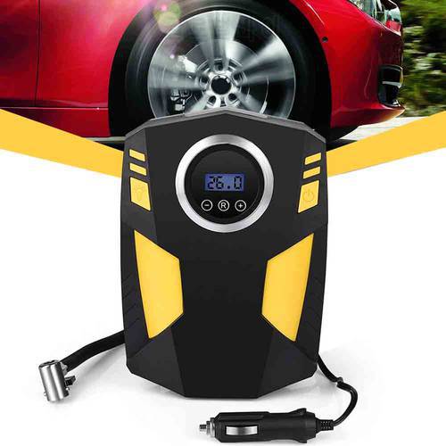 12V Car Air Inflatable Pump LCD Digital Display Air Compressor with Nozzle LED Lamp for Balls Motorcycle Bike Car Tyre Inflator