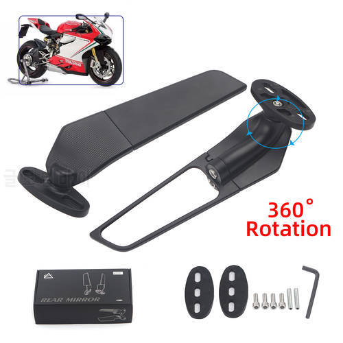 For Ducati 848 916 996 998 999 Panigale 1198 1098 1199 Motorcycle Mirror Modified Wind Wing Adjustable Rotating Rearview Mirror