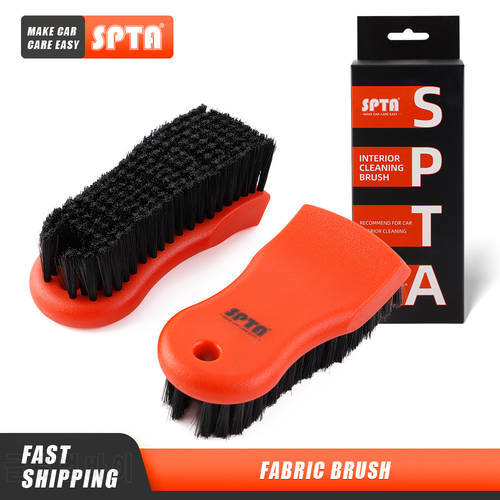 (Single Sale) SPTA Car Interior Clean Orange Handle Fabric Brush Nylon for Auto Tire Engine Bay Wash Tools Accessories