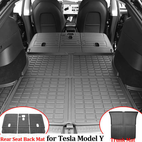 Car Accessories For Tesla Model Y Trunk Mat ModelY 2021 2022 Rear Seat Back Cushion Protector Cover Tpe Interior Parts Floor Mat