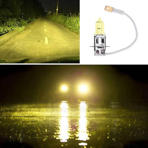 Practical Car Headlights H3 12V 55W 3000K Yellow Quartz Glass Halogen Xenon Bulb for Auto Head Lamp Fog Lamp Kit