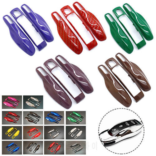 Car Smart Remote Key Case Fob Covers Set Shell For Porsche Panamera Spyder Carrera Macan Boxster Cayman Cayenne 911 970 981 991