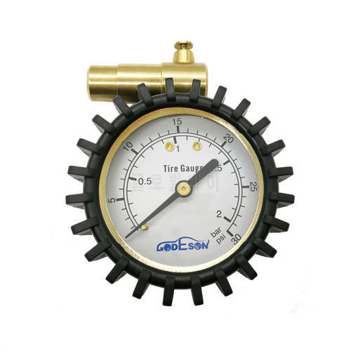 Presta Valve Pressure Gauge with Air Pressure Relief for Mountain Bicycle Fat Tires,Low Pressure Range to 2bar/30psi