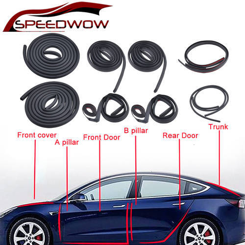 SPEEDWOW 10PCS/Set Door Seal Kit Soundproof Rubber Weather Draft Seal Strip Wind Noise Reduction Seal Kits For Tesla Model 3