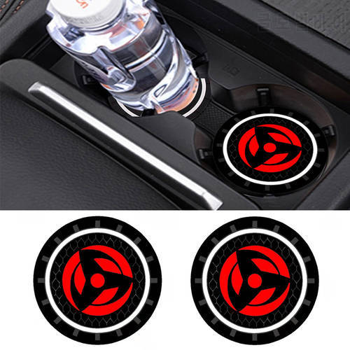 1 / 2PCS 6.6CM Car Water Cup Slot Car Coaster Decoration Accessories Anti Slip Mat Case For Sharingan Eye Anime Auto Styling