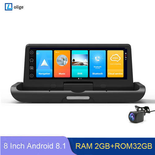 8 inch 4G ADAS Dash Cam Dashboard Android 8.1 GPS Navigator FHD 1080P Video Recorder remote monitor dual lens Rear camera