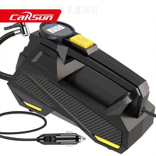 CARSUN Digital Tire Inflator Portable Car Air Compressor Pump For Car Motorcycles Bicycles DC 12V Car Air Pump With LED Light