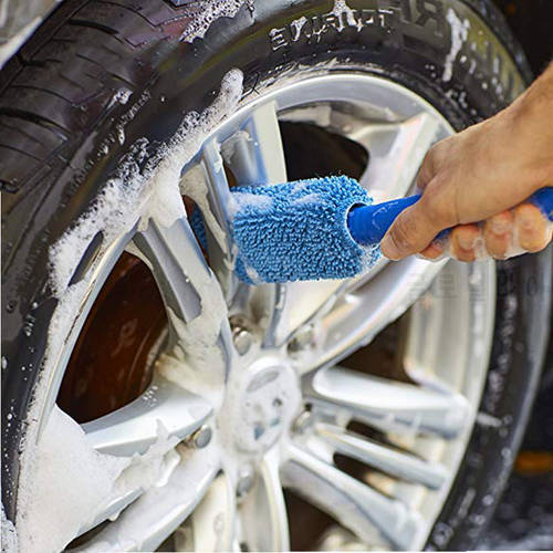 Car Wheel Wash Cleaning Car Microfiber Wheel Tire Rim Brush Wash Portable for Car with Plastic Handle Auto Washing Cleaner Tools