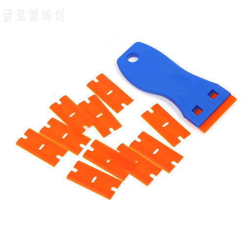 1Set Razor Scraper Double Edged Plastic Blades For Removing Car Labels Stickers Glue Decals On Glass Windows