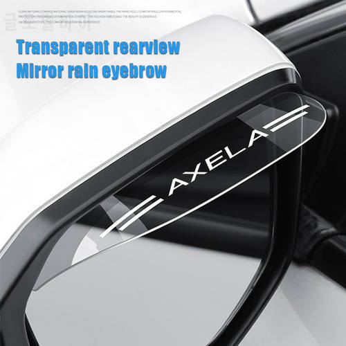 2Piece PVC Rearview Mirror Transparent Rain Shade For Mazda Axela Car Logo Rainproof Blades Car Back Mirror Eyebrow Cover