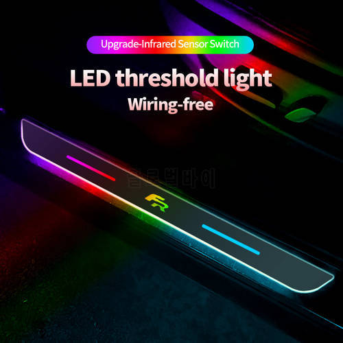Acrylic USB Power Moving LED Welcome Pedal Car Scuff Plate Pedal Door Sill Pathway Light For SEAT LEON ARONA ATECA FR