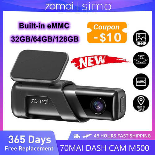 70mai Dash Cam M500 1944P Built-in eMMC Storage Card 170FOV Car DVR Dash Camera Recorder Support GPS ADAS 24H Parking Monitoring