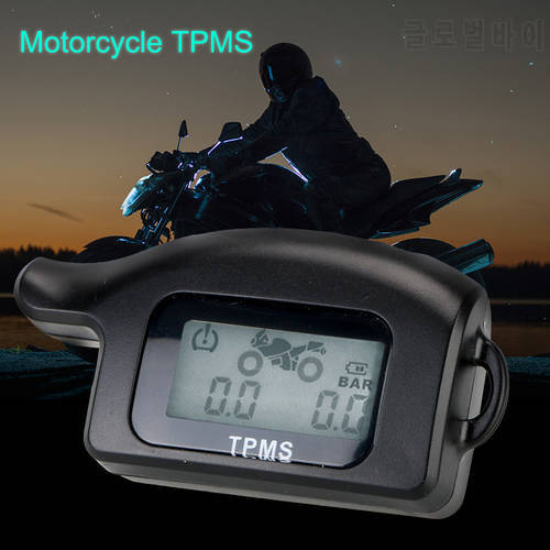 Motor Tire Pressure Monitoring Security Alarm System Tyre Temperature LCD Display Motorcycle TPMS With 2 External Sensors
