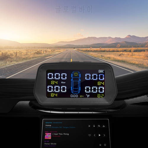 TPMS Tire Pressure Monitoring System Solar Powered with 5 External Sensors 6 Alarm Function Real Time Display Tires Pressure