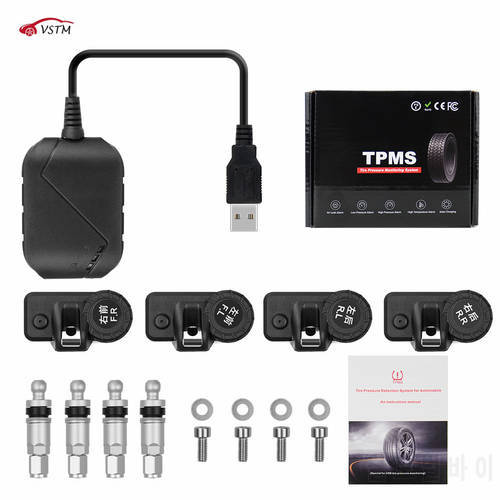 TPMS for Android CAR DVD Car Tire Pressure Monitoring System TPMS without usb Tire Sensors Alarm Monitoring System Free Shipping