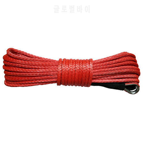 10mm x 25m Synthetic UHMWPE Rope Towing Rope Red Winch Cable For 4x4/4WD/UTV/ATV/OFF-ROAD