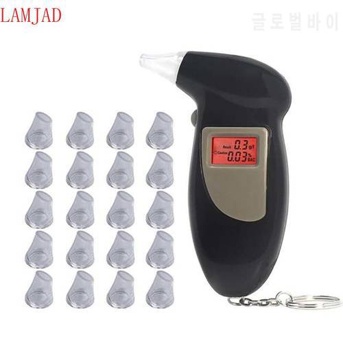 LAMJAD 68S Personal Alcohol Tester Digital Alcohol Detector Breathalyzer Police Alcotester Backlight Display with 11 mouthpiese