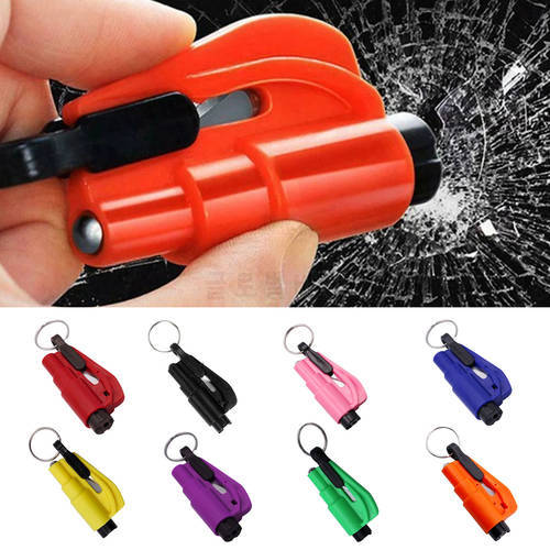 Car Safety Hammer Spring Type Escape Hammer Window Breaker Key Chain Punch Seat Belt Cutter Hammer Car Emergency Rescue Kit