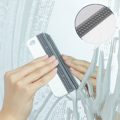 Glass Water Wiper Car Home Window Mirror Soft Rubber Cleaning Scraper with Hanging Holes Brush Soap Cleaner Washing Brush Tools