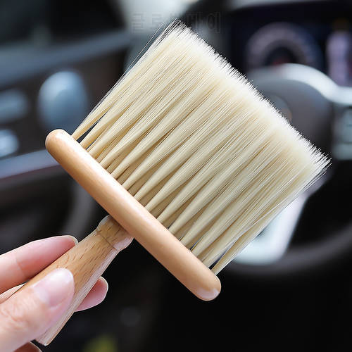Car Air Outlet Dust Brush Car with Ash Brush Wooden Handle Soft Bristle Cleaning Brush Dust Brush Crevice Cleaning Brush