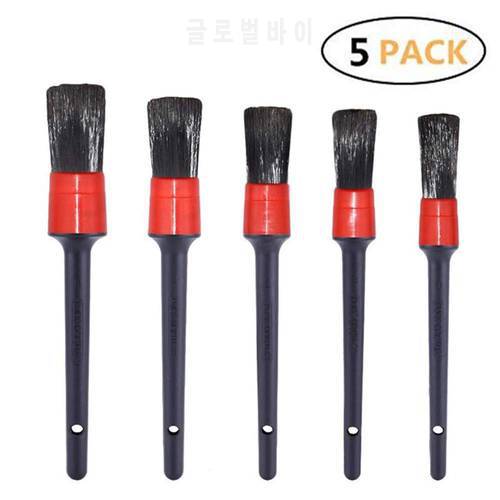 5 Pcs Detailing Brush Set Handle Automotive Brushes for Cleaning Wheels, Engine, Interior, Emblems, Air Vents, Car, Motorcycle
