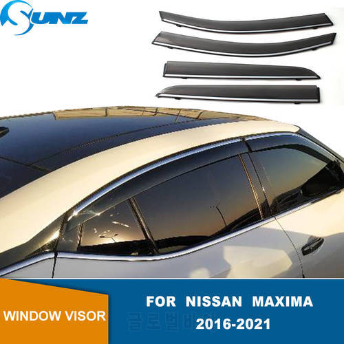 Side Window Visors For Nissan Maxima 2016 2017 2018 2019 2020 2021 Weathershields Sun Rain Deflectors Exterior Car Stylings SUNZ